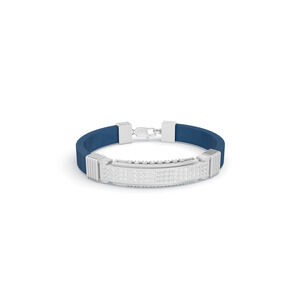 1.60 ctw Diamond Rubber Bracelet 14K White Gold Men's Bracelet